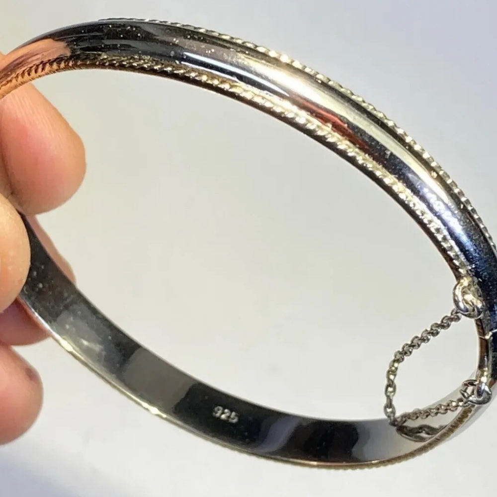 925 Bangle Sterling Silver Two Tone 13grams - Offers welcome